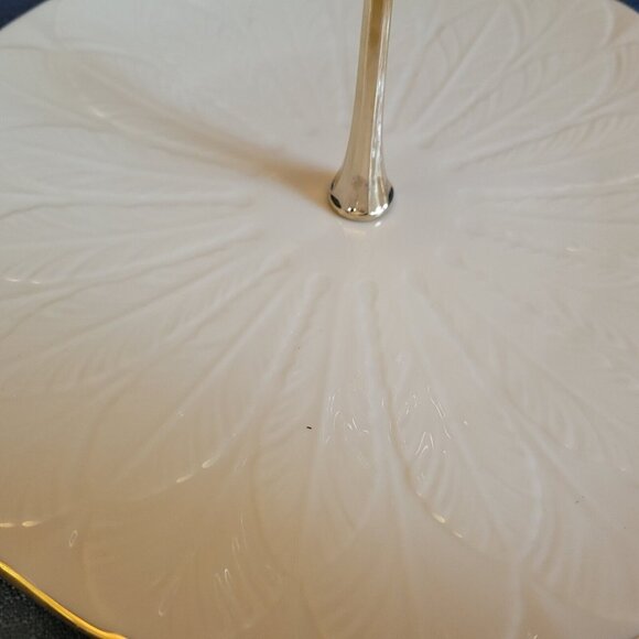 Vtg LENOX 1-Tier Fruit Server Tray Ivory Porcelain Plate Stand Centerpiece 10" - Picture 2 of 8